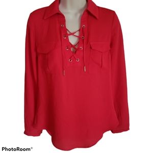 Red Candies lace front blouse XS EUC